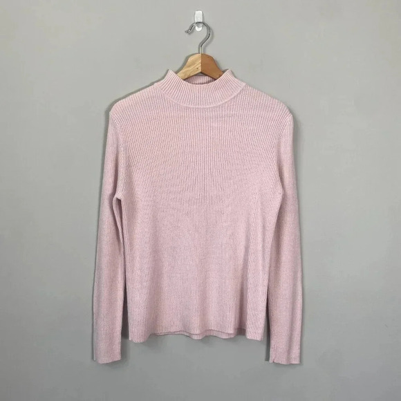 NWOT Sag Harbor Sparkly Mock Neck Knit Sweater Women's Size Medium Petite Pink - Picture 2 of 12
